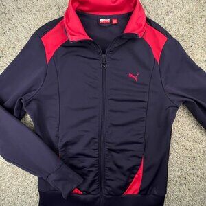 PUMA Track Jacket Women's Medium Full Zip Long Sleeve Red/pink Purple W Logo